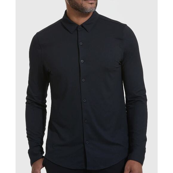 New True Classic Men's Do-It-All Comfort Button Down Long Sleeve, Black Size XL - Picture 1 of 3